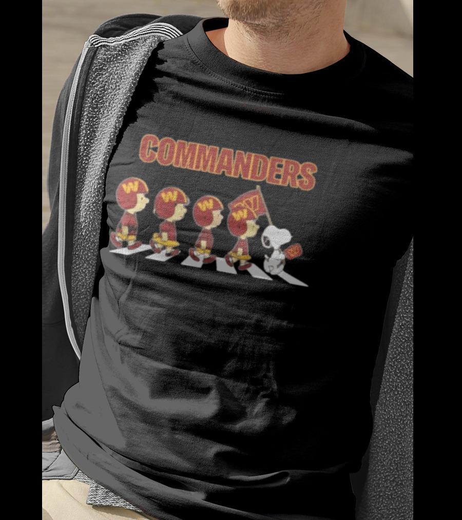 Peanuts Characters Marching On Abbey Road With Washington Commanders T-Shirt
