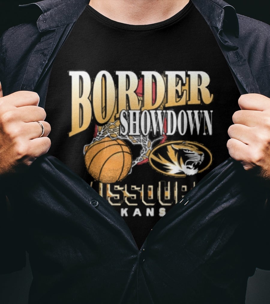 Border Showdown Missouri Tigers Vs Kansas Basketball 2025 T-Shirt