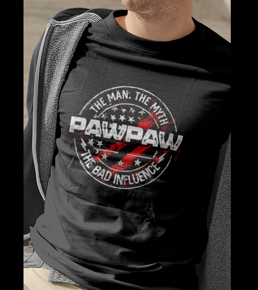 Pawpaw The Man The Myth The Bad Influence Stars And Stripes T-Shirt