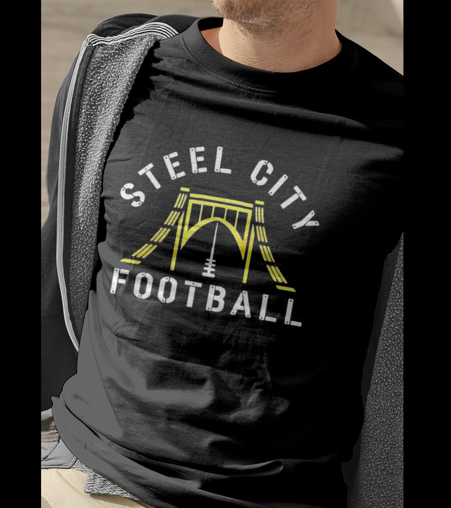 Pittsburgh Steelers Steel City Football Bridge Steel City Football T-Shirt