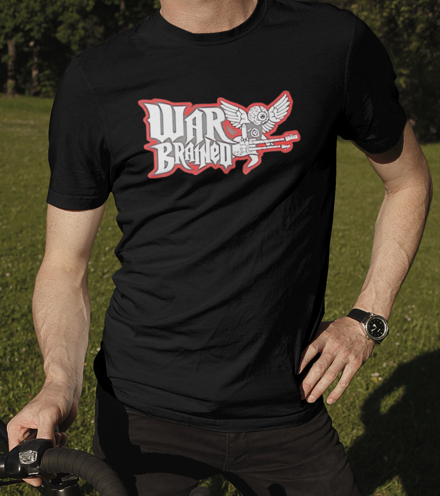 Quannic War Brained Alternative Rock Indie Music Winged Guitar Brain T-Shirt