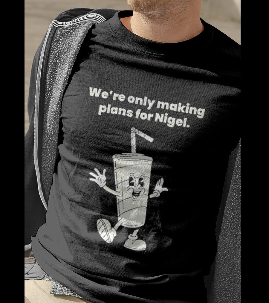 We're Only Making Plans For Nigel XTC 80s Music Cartoon Cup T-Shirt