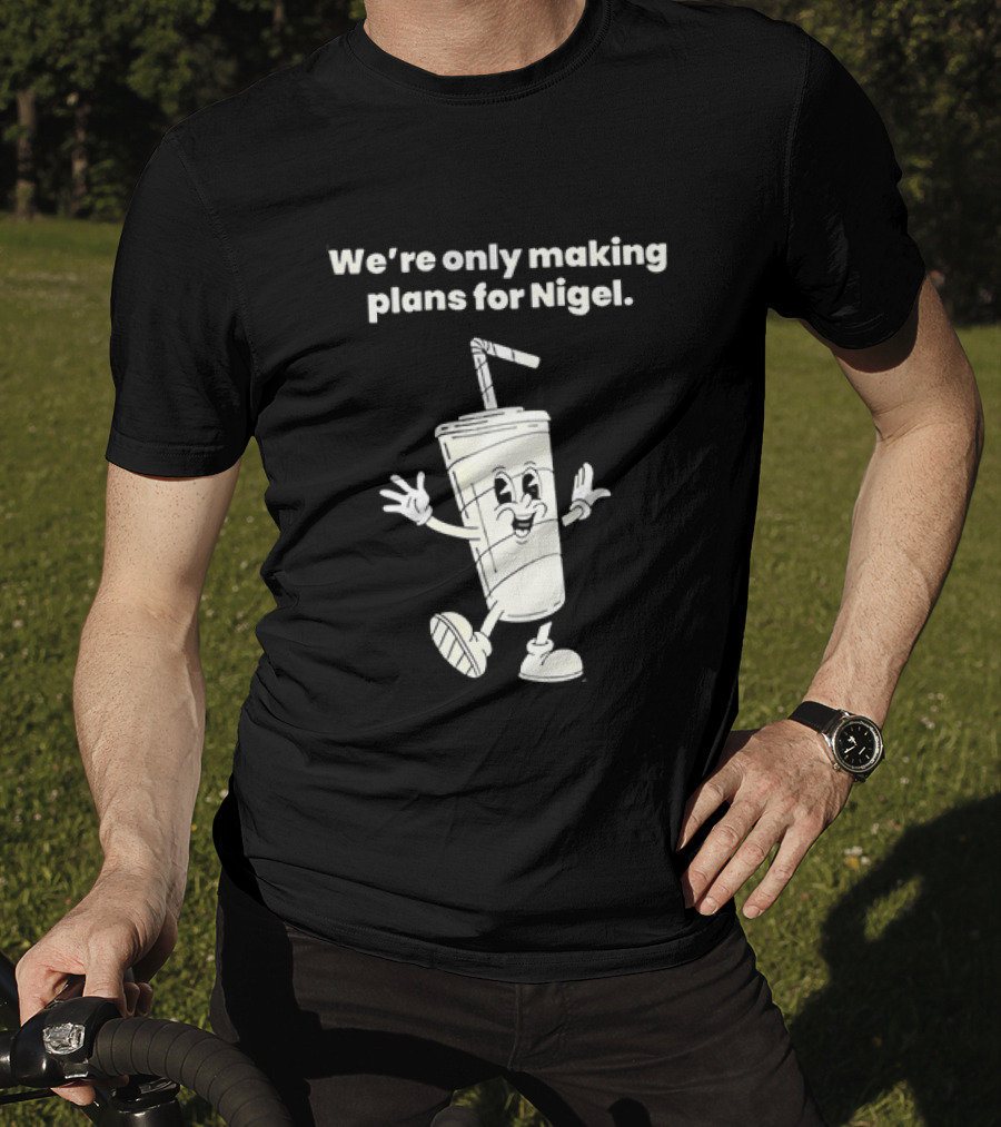 We're Only Making Plans For Nigel XTC 80s Music Cartoon Cup T-Shirt