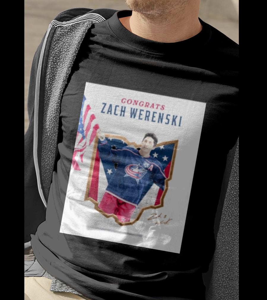 Congrats Zach Werenski USA Columbus Blue Jackets Hockey Celebration T-Shirt