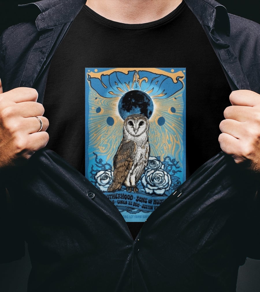 HamJam Festival August 8 2026 Owl And Roses Brotherhood Sons Of Hudson Long Lot Farm Brewery Chester NY T-Shirt