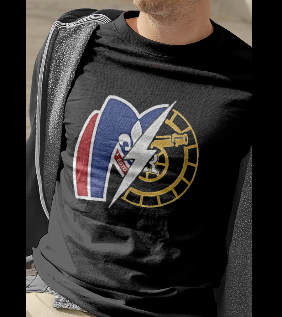 Boston Raiders Montreal Metros Hockey Rivalry Shane Ilya ESTD Fleur De Lis Puck T-Shirt