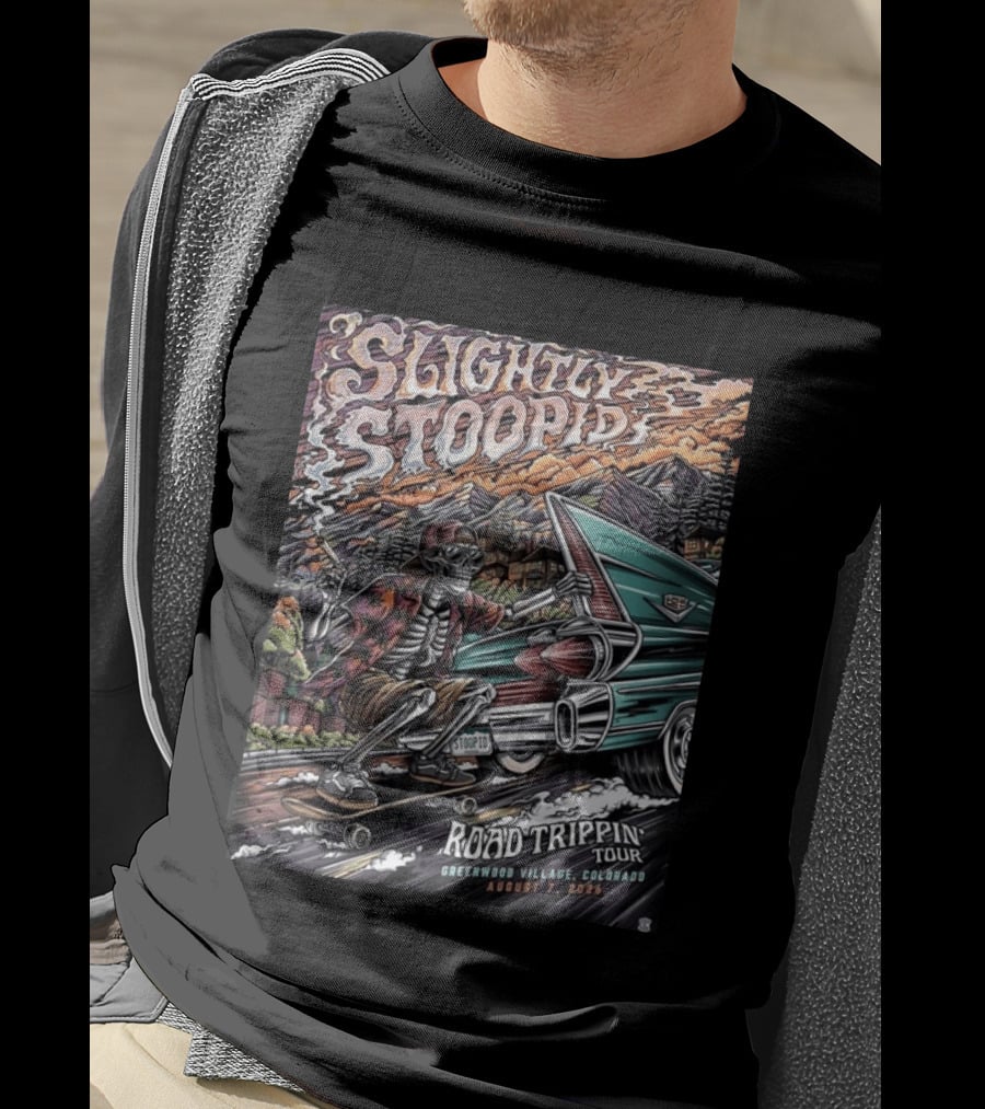 Slightly Stoopid Road Trippin Tour Greenwood Village Colorado August 7 2026 Fiddler's Green Amphitheatre T-Shirt