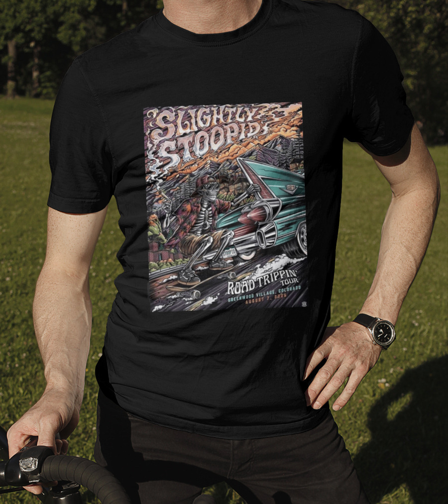 Slightly Stoopid Road Trippin Tour Greenwood Village Colorado August 7 2026 Fiddler's Green Amphitheatre T-Shirt