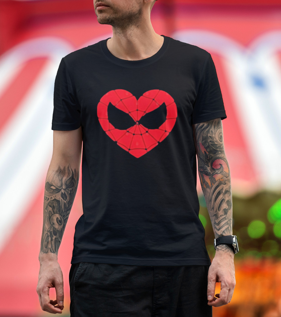 Spider Man Heart Web Mask Marvel Superhero T-Shirt