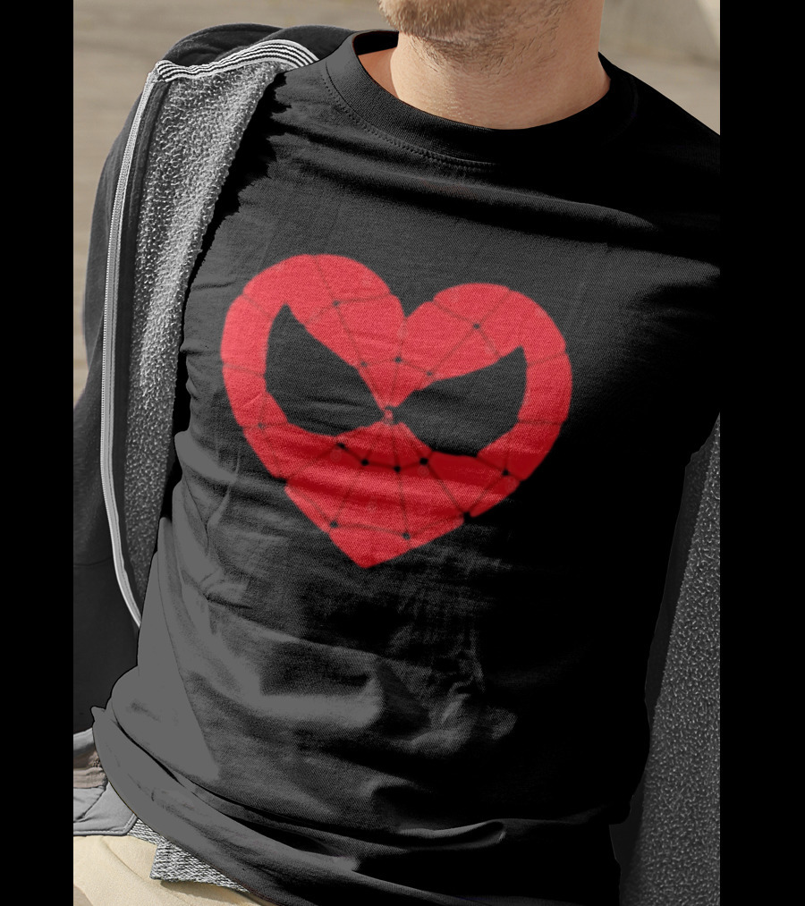 Spider Man Heart Web Mask Marvel Superhero T-Shirt