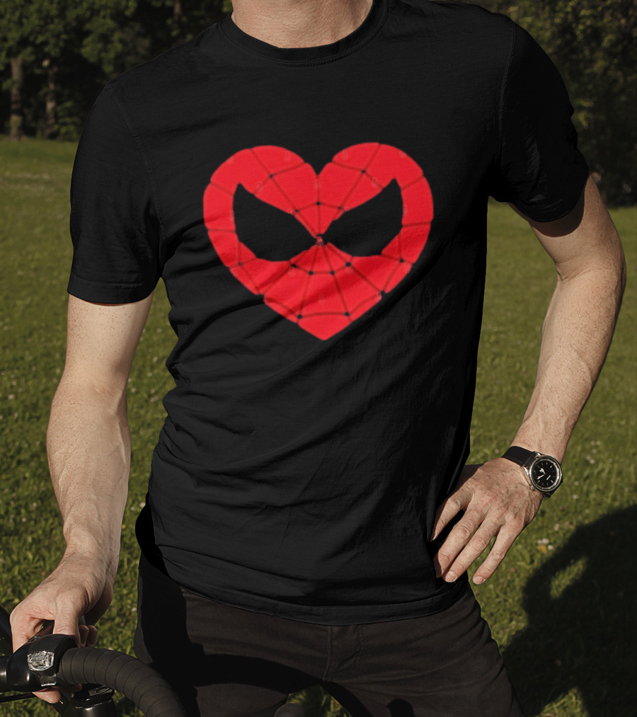 Spider Man Heart Web Mask Marvel Superhero T-Shirt