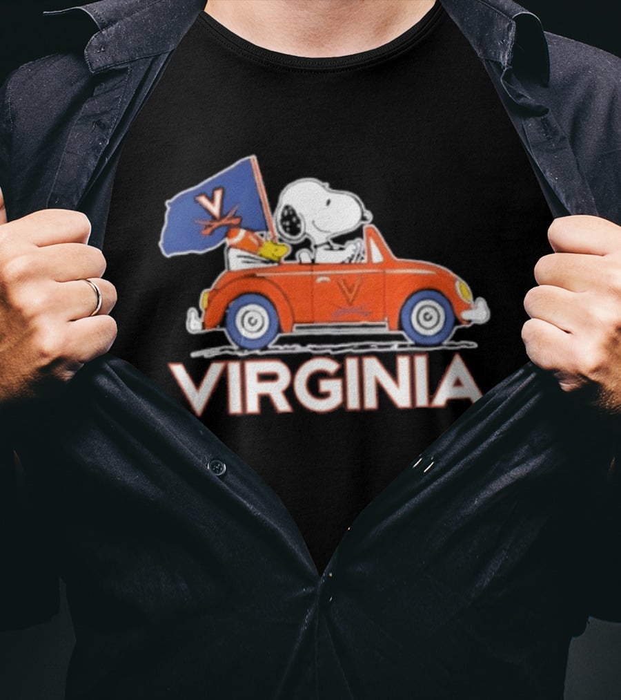Snoopy Driving Car Virginia Cavaliers Football Fan Spirit T-Shirt