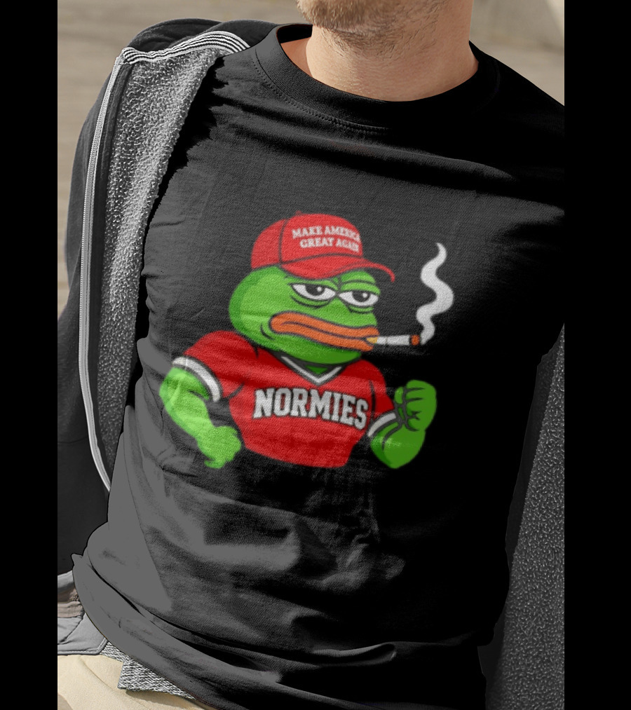 Pepe The Frog Smoking Wearing Normies Make America Great Again Red Hat T-Shirt