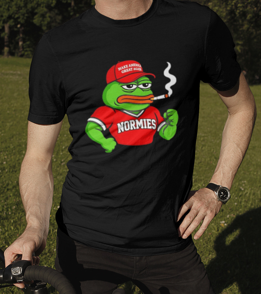 Pepe The Frog Smoking Wearing Normies Make America Great Again Red Hat T-Shirt