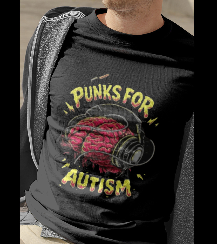 Punks For Autism Brain Headphones T-Shirt