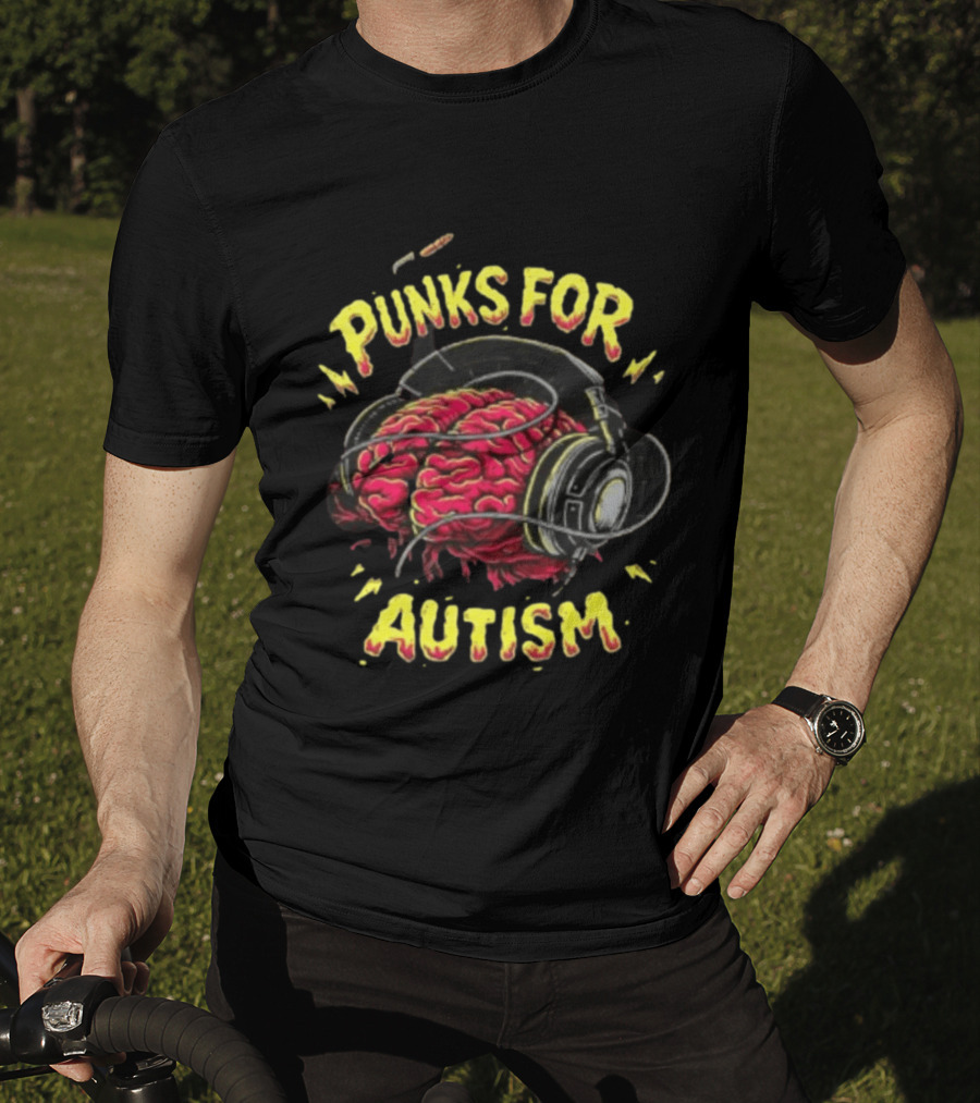 Punks For Autism Brain Headphones T-Shirt