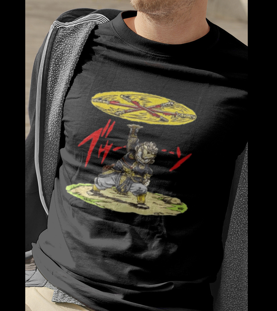 Ton Wukong Rotate The Stick Yellow Red Cartoon T-Shirt