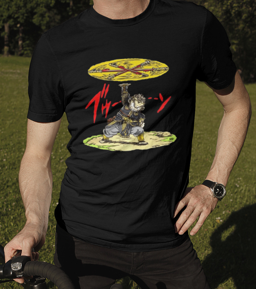 Ton Wukong Rotate The Stick Yellow Red Cartoon T-Shirt
