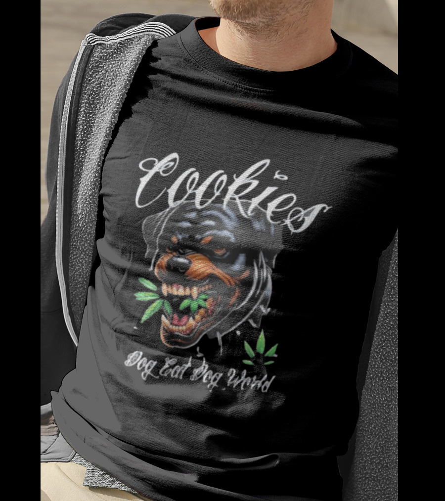 Cookies Dog Eat Dog World Rottweiler With Leaf T-Shirt