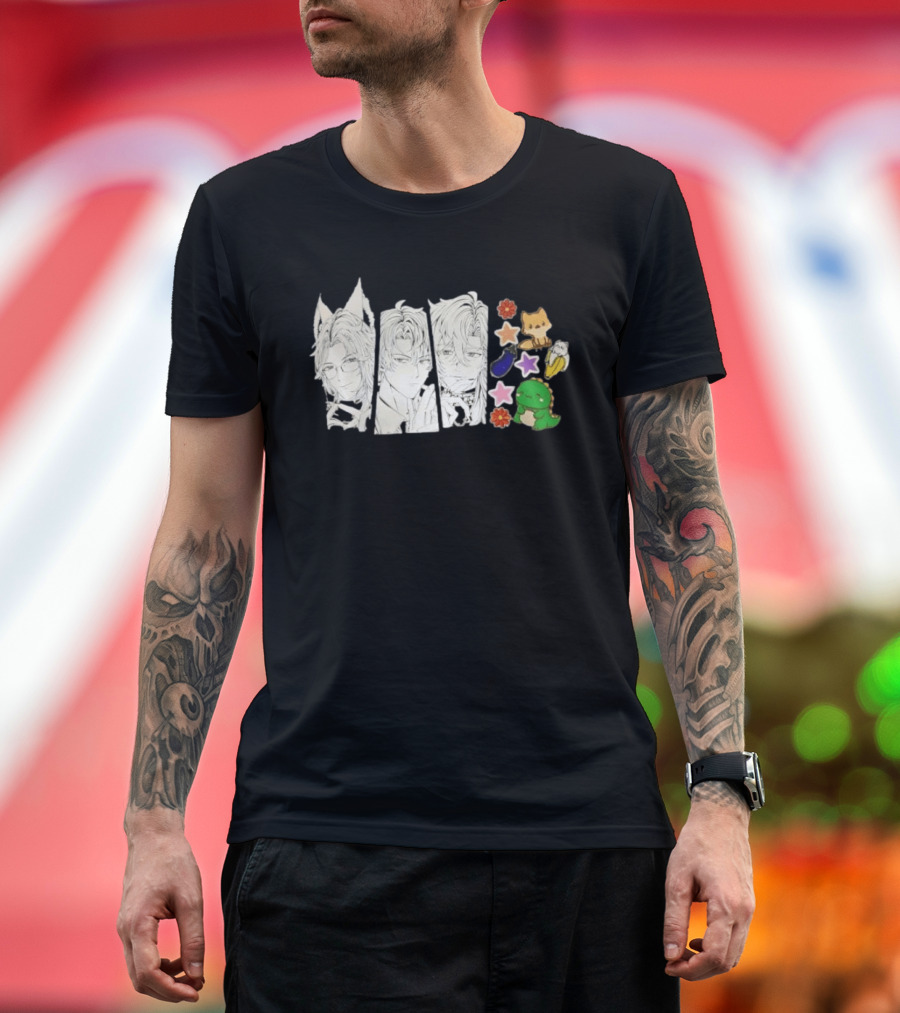 Vox Akuma Mysta Rias Ike Eveland Nijisanji EN Luxiem Vtuber Characters Cute Animal Stickers And Star Designs T-Shirt