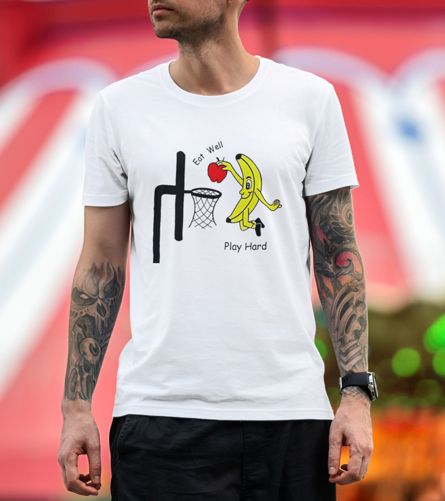 Banana Squad Basketball Eat Well Play Hard Dunking Apple T-Shirt