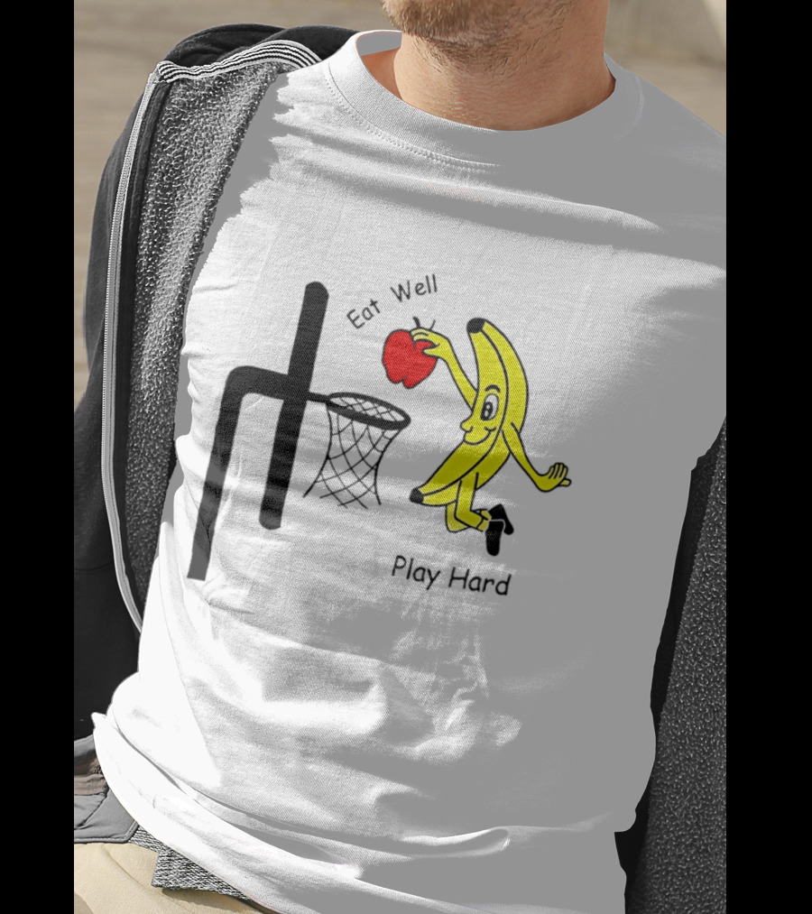 Banana Squad Basketball Eat Well Play Hard Dunking Apple T-Shirt