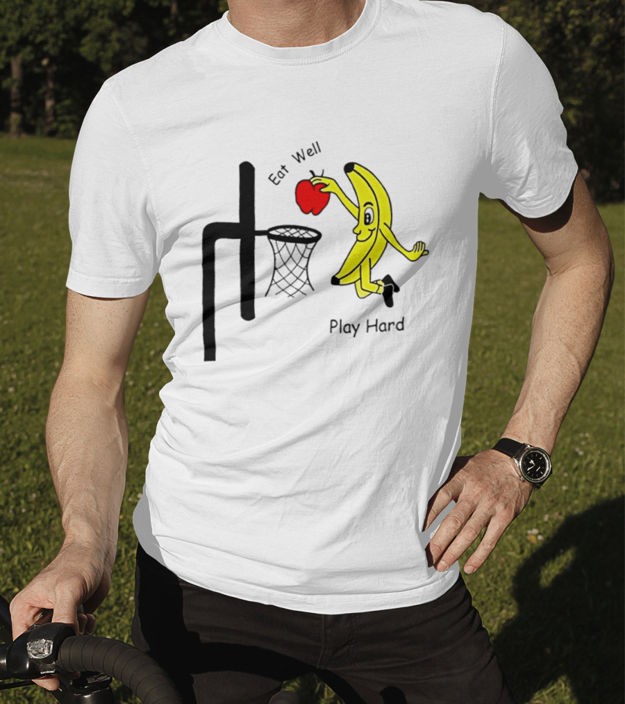 Banana Squad Basketball Eat Well Play Hard Dunking Apple T-Shirt