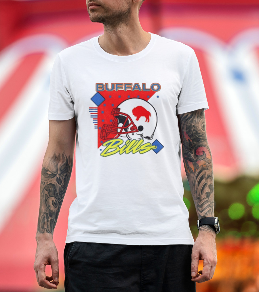 Buffalo Bills Football Helmet Retro 90s T-Shirt