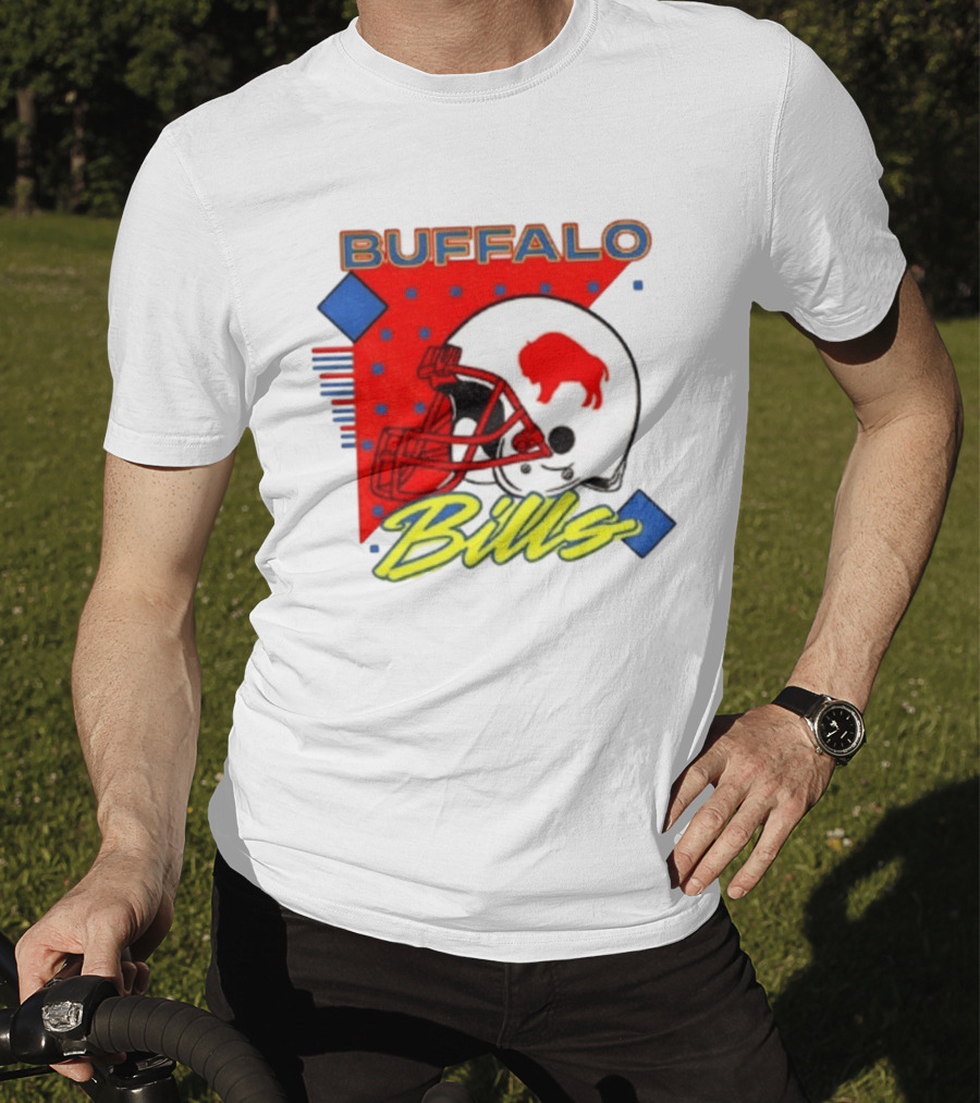 Buffalo Bills Football Helmet Retro 90s T-Shirt