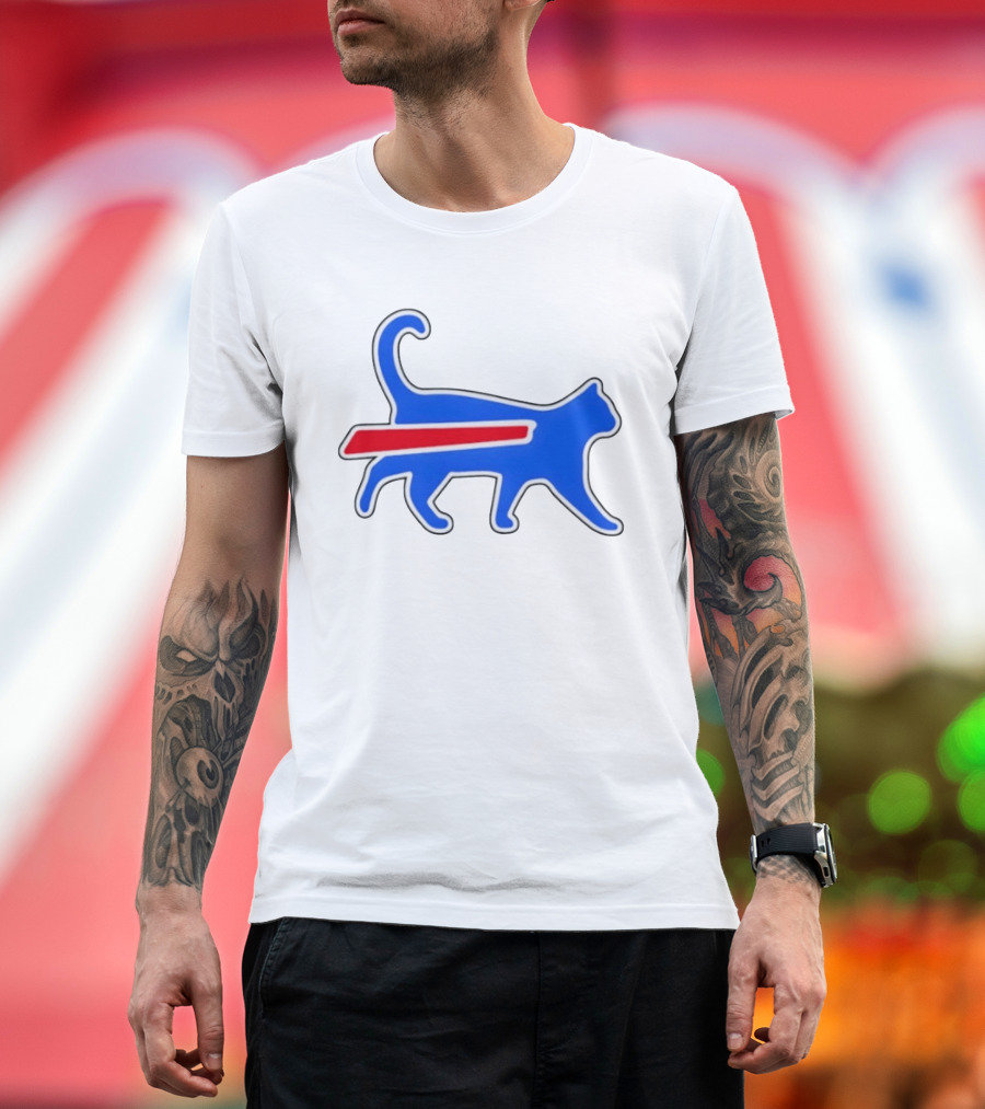 Buffalo Bills Cat Logo Parody Red And Blue T-Shirt