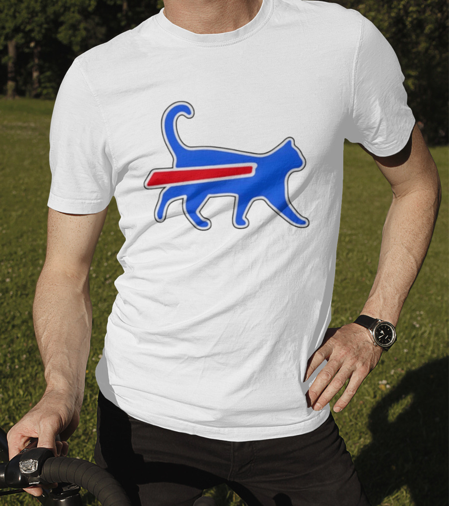 Buffalo Bills Cat Logo Parody Red And Blue T-Shirt