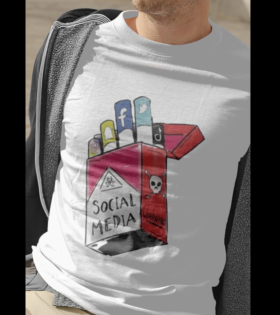Social Media Warning Cigarette Pack With Iconic Apps T-Shirt