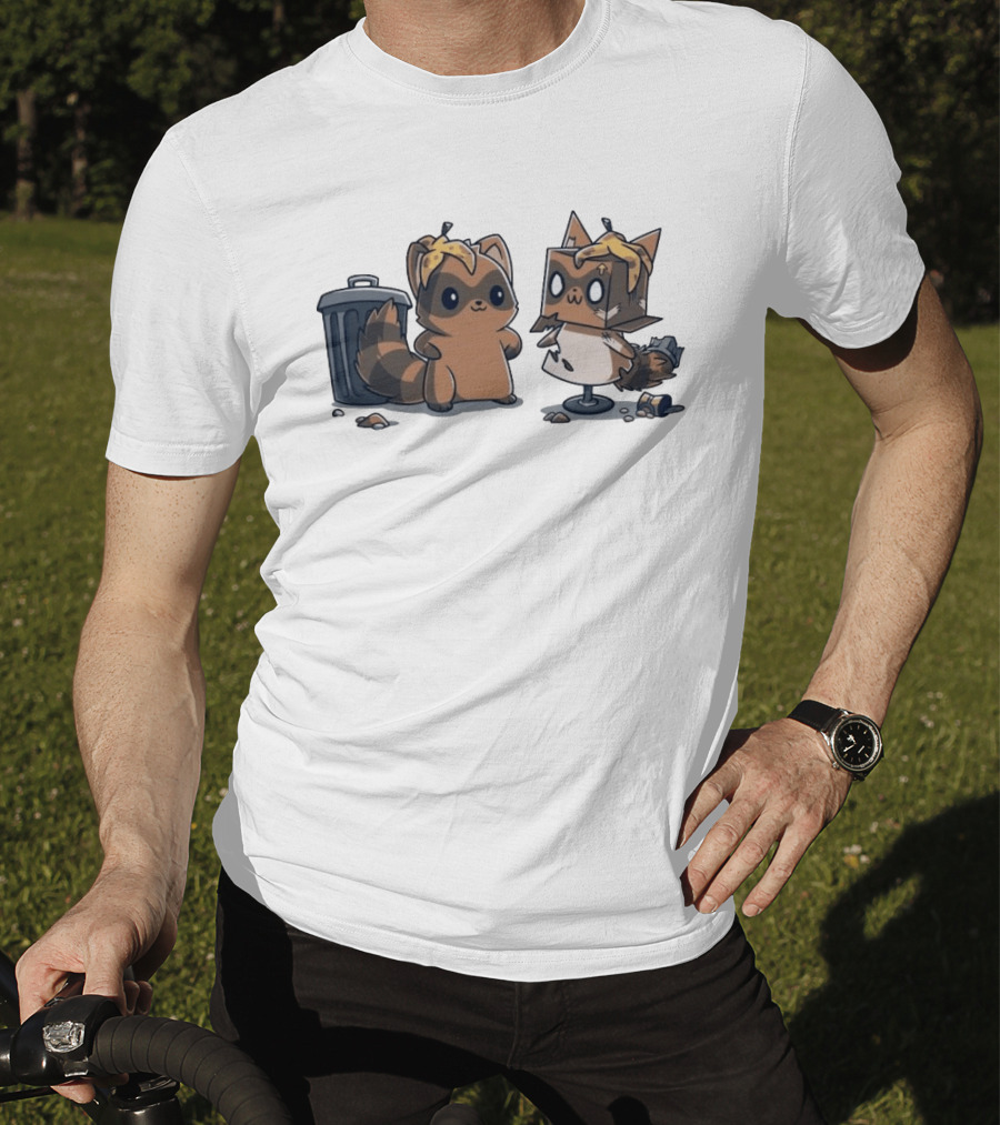 Get Crafty Raccoon Cardboard Box Costume With Trash Can Creativity T-Shirt