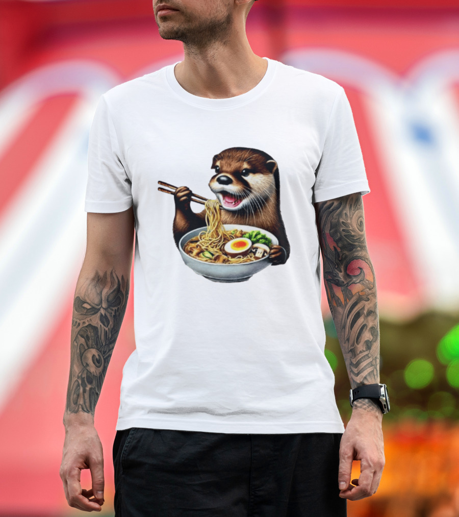 Trendy Otter Enjoying Ramen Bowl Meme T-Shirt