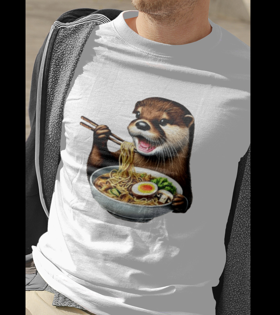 Trendy Otter Enjoying Ramen Bowl Meme T-Shirt