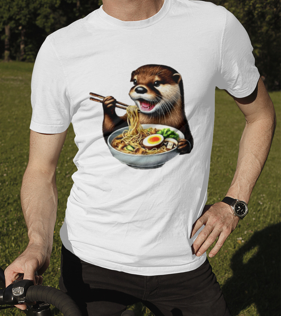 Trendy Otter Enjoying Ramen Bowl Meme T-Shirt
