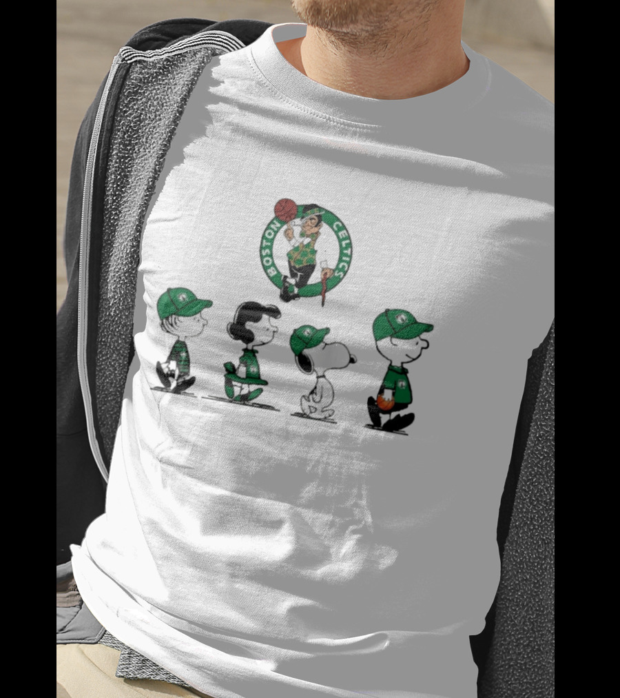 Peanuts Characters Boston Celtics Basketball Sports T-Shirt
