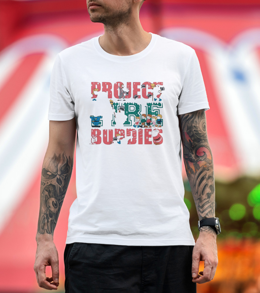 Project Fire Buddies Christmas Animated Characters And Santa Claus T-Shirt