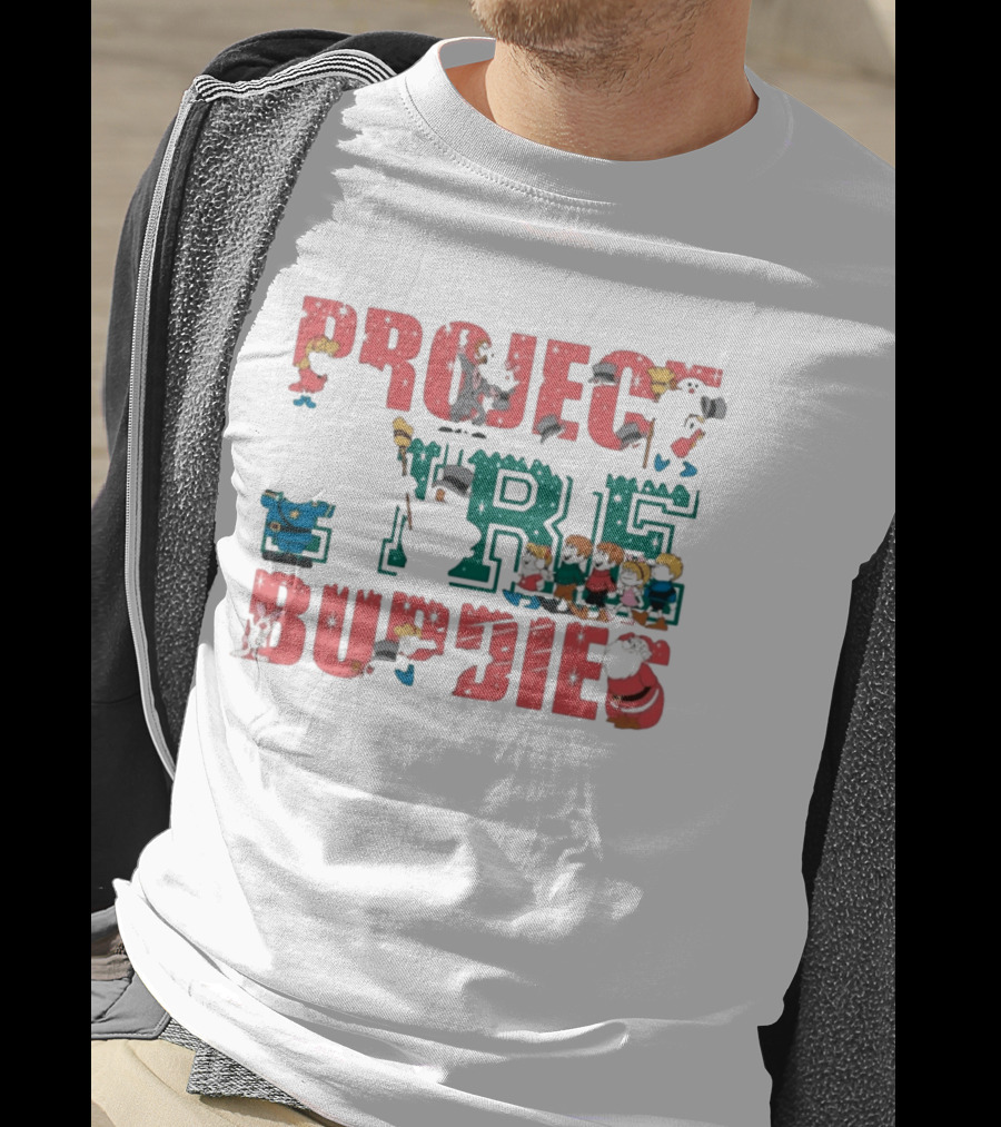 Project Fire Buddies Christmas Animated Characters And Santa Claus T-Shirt