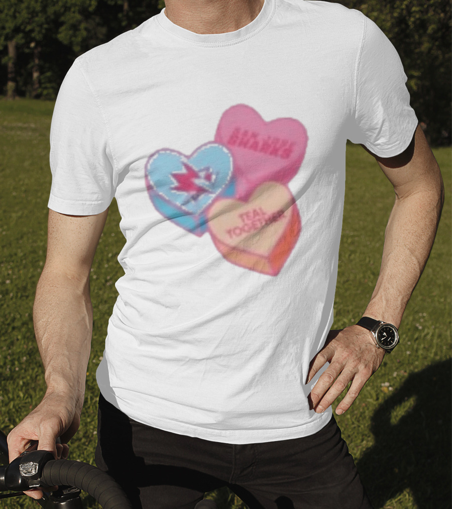 San Jose Sharks Valentine Candy Heart Teal Together T-Shirt