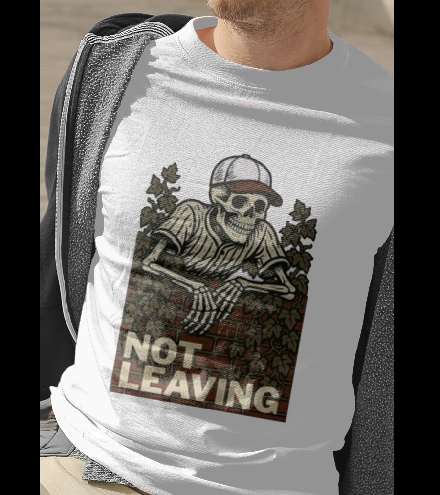 Skeleton Baseball Player Not Leaving Brick Wall Ivy Cap T-Shirt