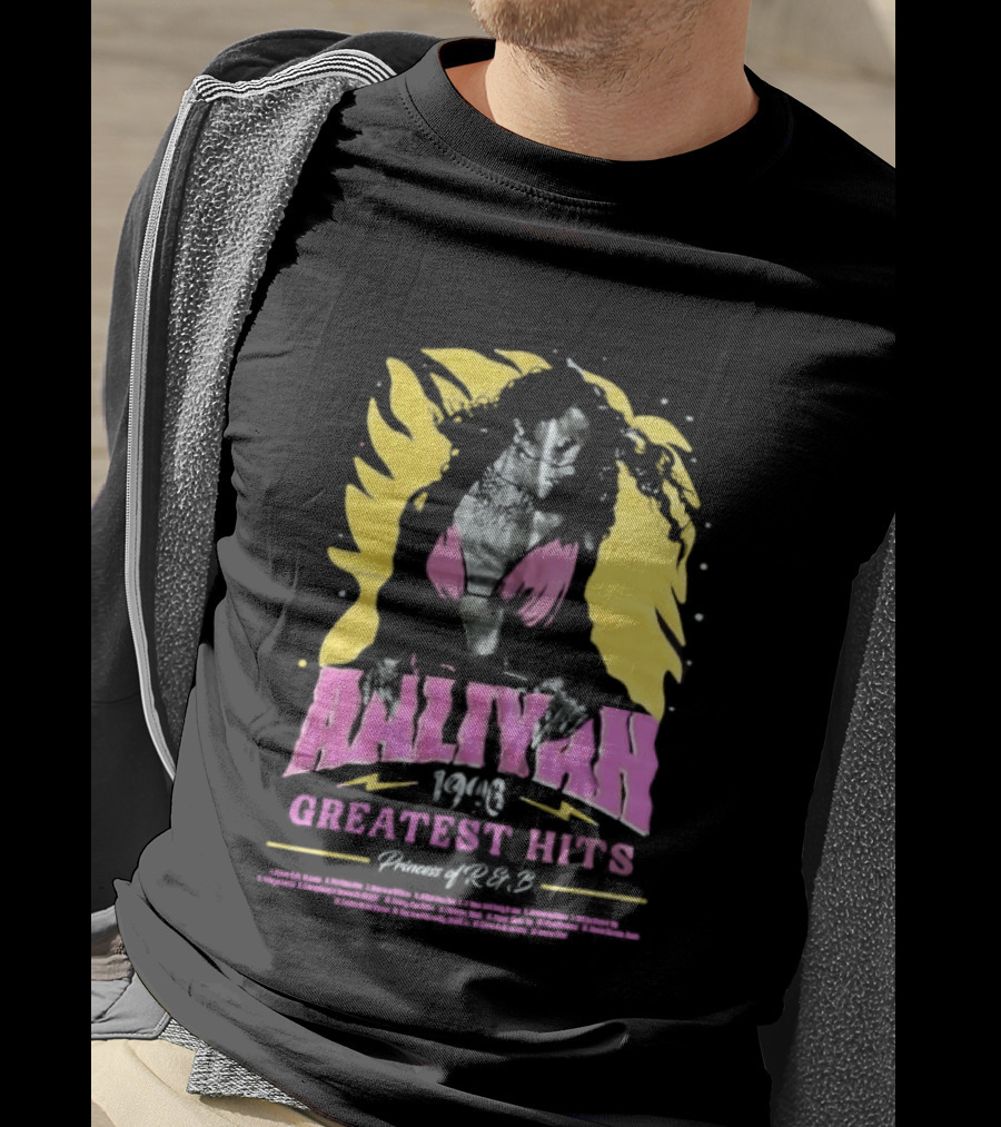 Aaliyah 1996 Greatest Hits Yellow And Pink Fashion T-Shirt