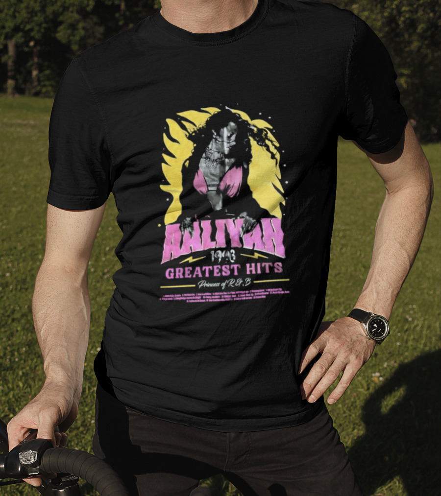 Aaliyah 1996 Greatest Hits Yellow And Pink Fashion T-Shirt