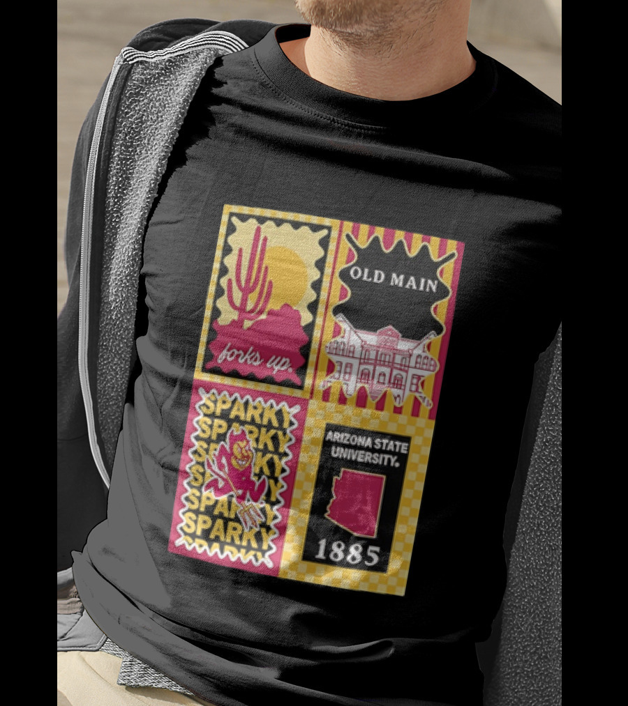 Arizona State University Forks Up Sparky Old Main 1885 T-Shirt