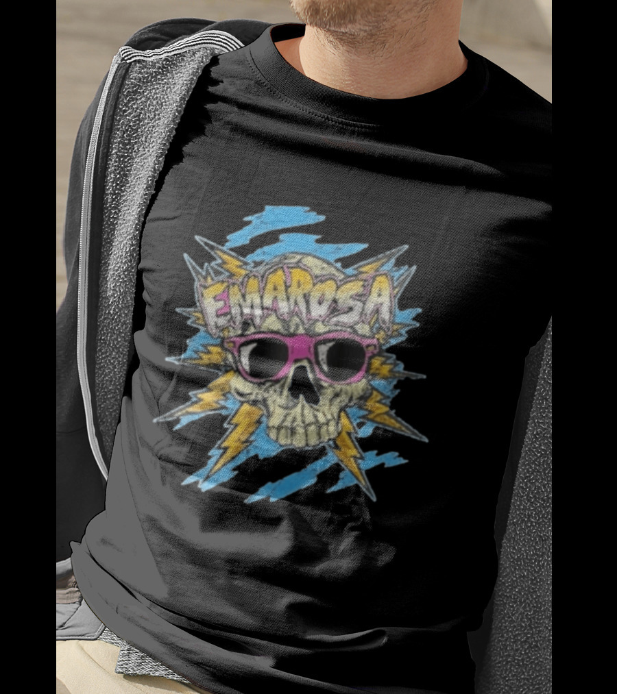 Emarosa Skull With Sunglasses And Lightning Burst T-Shirt