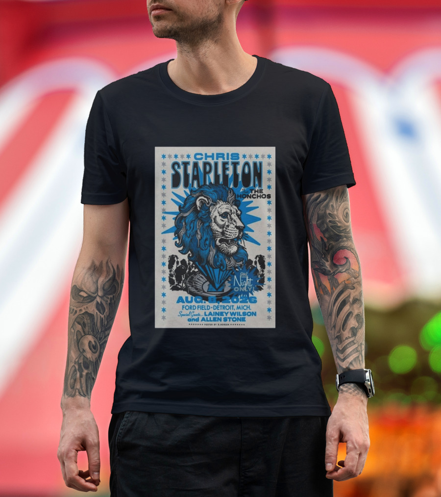 Chris Stapleton The Honchos Ford Field Detroit Aug 08 2026 Special Guests Lainey Wilson Allen Stone T-Shirt