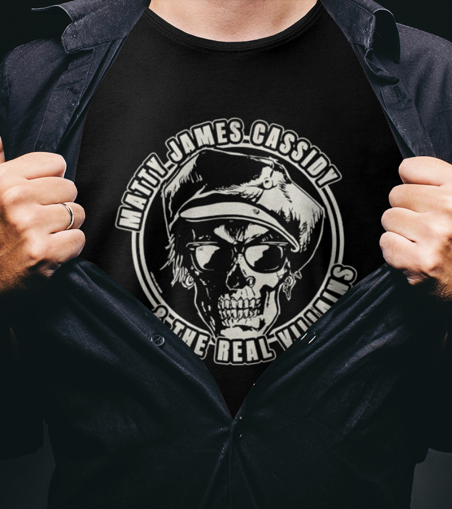 Matty James Cassidy And The Real Villains Skull With Glasses And Hat T-Shirt