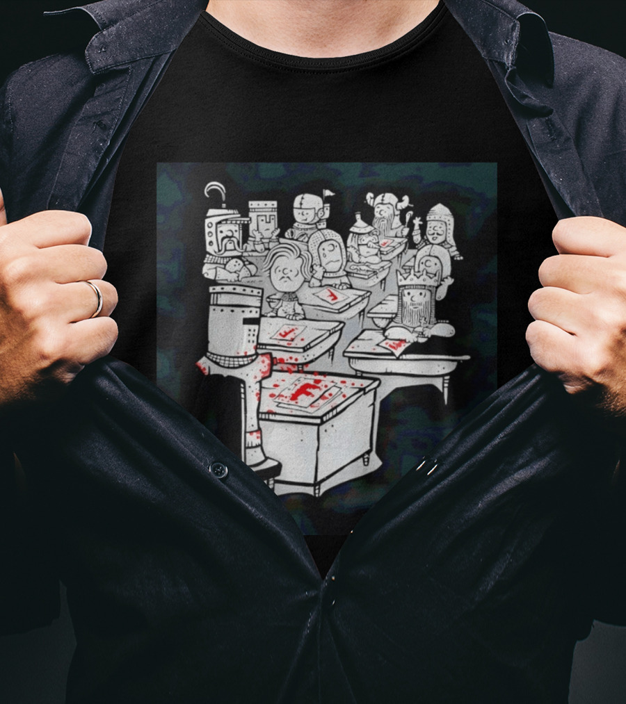 Bloody Knight Classroom Cartoon Failing Grade F T-Shirt