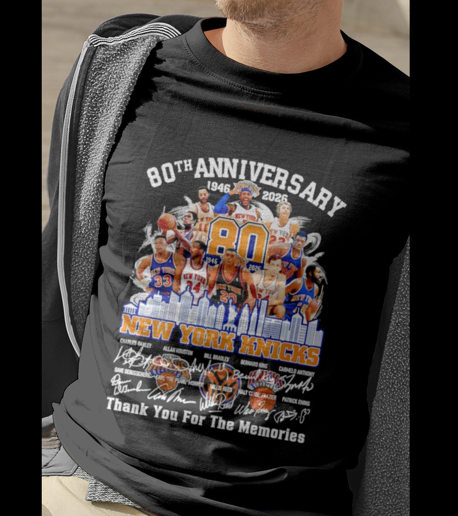 80th Anniversary 1946 2026 New York Knicks Charles Oakley Allan Houston Bill Bradley Bernard King Carmelo Anthony Thank You For The Memories T-Shirt