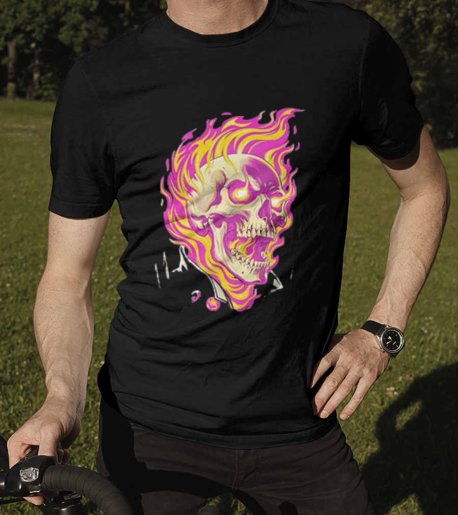 Ghost Rider Flaming Skull Marvel Fire Blaze T-Shirt